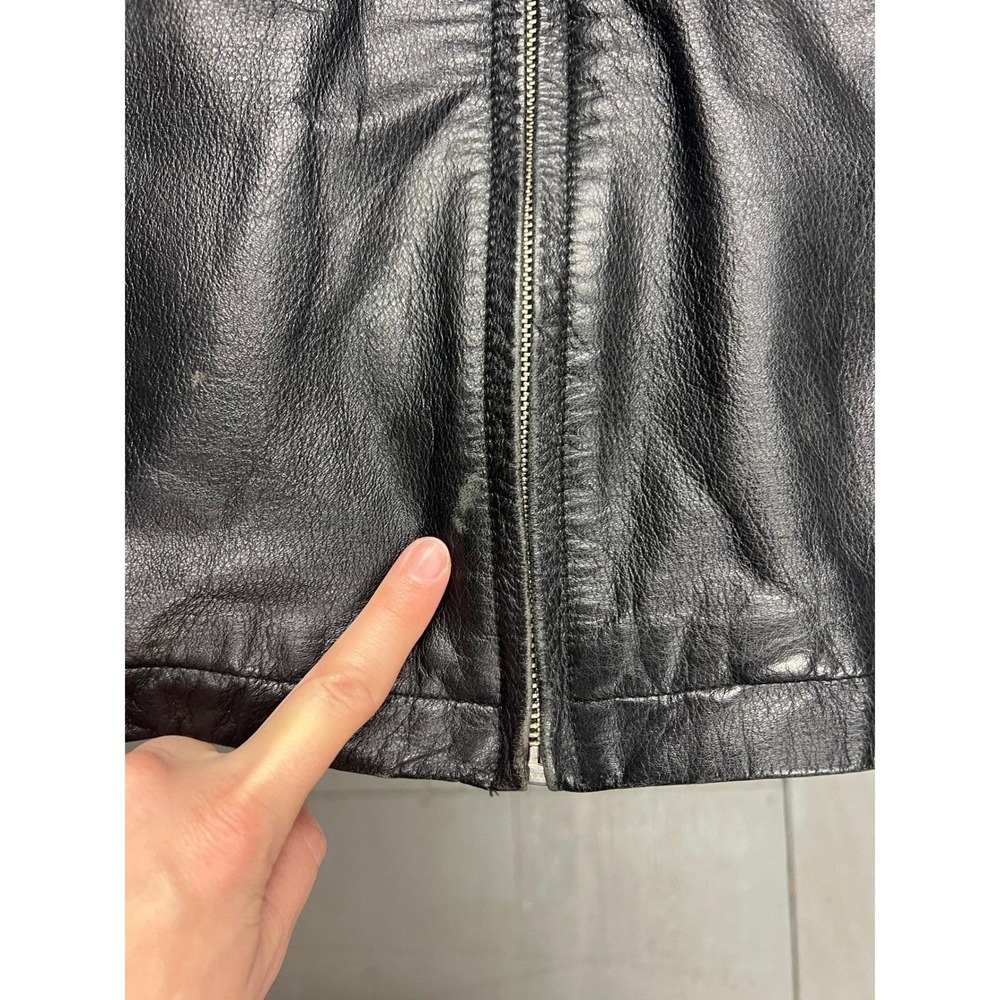 Vintage Wilsons Black Leather Jacket Lined Zip Front Casual Outerwear 90s - Picture 11 of 16